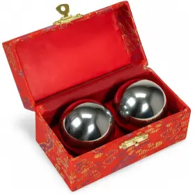 C12266 Japanbargain 3297 Chinese Baoding Balls Hand 1.75 Inch Pack Of 2 Silver