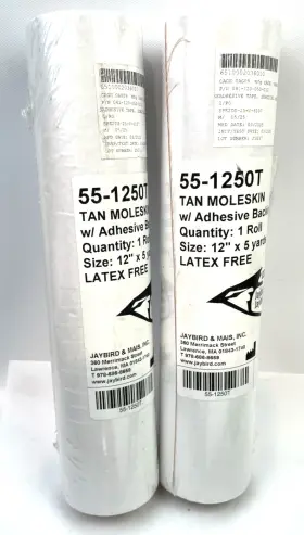 55-1250t Jaybird & Mais 2pc And Moleskin Roll Adhesive-backed 12 Inch X 15 Ft. Tan