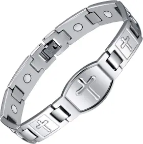 0308001 Jecanori Magnetic Bracelets For Men Titanium Steel Bracelet Silver