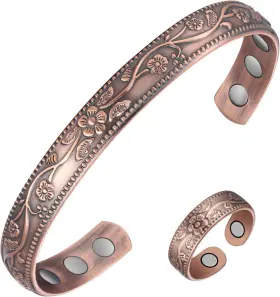 Fbagb0224-copper Jecanori Copper Bracelet And Ring For Women Magnetic Bracelets