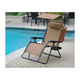 Gc122 Jeco Set Of 2 Oversized Zero Gravity Chair With Sunshade And Drink Tray - Tan
