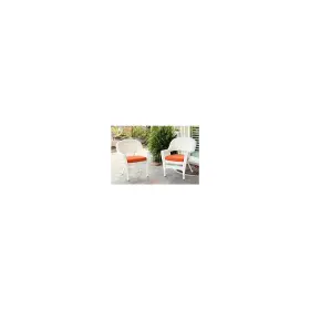 W00206-c2-fs016-cs Jeco Wicker Chair With Orange Cushion - Set Of 2 White Covered