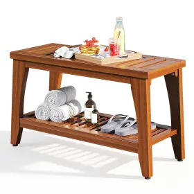 Jekruiet Hbc076wps Shower Bench 30 Solid Teak 450 Lbs Waterproof Non Slip Storage Shelf