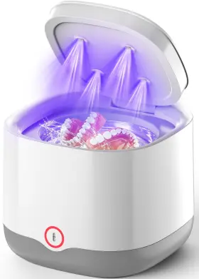 Gt03 Jepwe Ultrasonic Retainer Cleaner With Uv-c 45khz Rechargeable Dental White