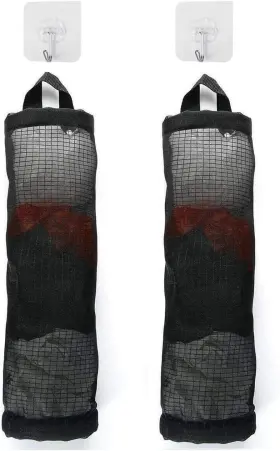43208-7050 Jiakai Hanging Folding Mesh Garbage Bag Organizer Trash 2 Count Pack Of 1 Black