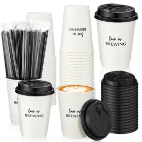Che-jingmore-4326 Jingmore Disposable Wedding Paper Drinking Cups 25 Pcs With Lid Straw Custom Cup Coffee Che-jingmore-4326 Jingmore Disposable Wedding Paper Drinking Cups 25 Pcs With Lid Straw Custom Cup Coffee
