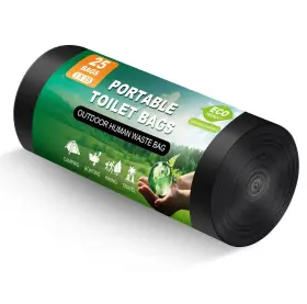 Jipno 639393736809 25 Portable Toilet Bags Thick Biodegradable 1 Count Pack Of Black