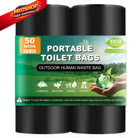 Jipno 639393736816 50 Portable Toilet Bags Thick Biodegradable 1 Count Pack Of Black