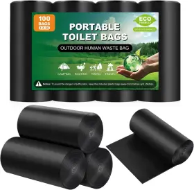 Jipno 678067528357 100 Portable Toilet Bags Thick Biodegradable 1 Count Pack Of Black