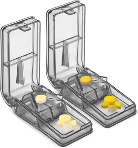 Johnbee 752574252445 2pcs Pill Cutter For Small Or Large Pills - The Best Multiple Gray