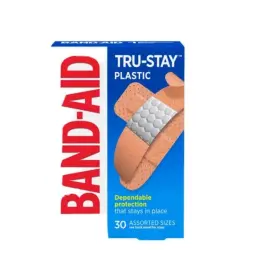 M004531 Johnson & Band Aid Tru Stay Plastic Bandages 30 Assorted Sizes New In Box