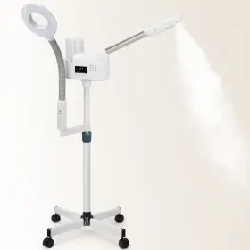 Jostzhxin Ptc118709 Professional Facial Steamer With 5x Magnifying Lamp 2 In 1 White