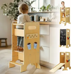 Wtlt-001 Juzbot Toddler Tower 4 In 1 Kitchen Stool Helper Adjustable Standing Wood