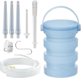 Jzcxword 711181958980 Collapsible Silicone Enema Bucket Kit 1.2l 5.3ft Hose