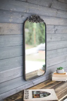 Ccg1555 Kalalou Rectangle Metal Mirror With Flower Details