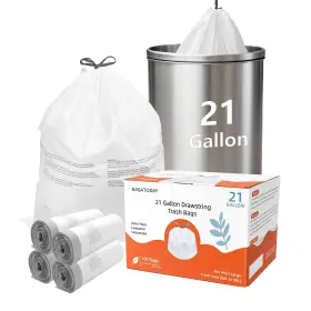 Kasatoday 199874440835 21 Gallon Drawstring Trash Bags 80l 100 Count Pack Of 1 White