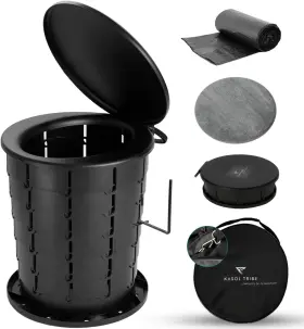 Kasol Tribe 198168597200 16 Inch Collapsible And Portable Travel Toilet For Camping Extra Large Black
