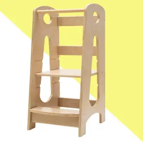 Katarus 741802378279 Kitchen Step Stool For Kids And Toddlers With Safety Rail White Color
