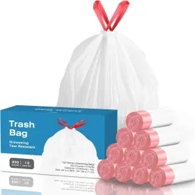 Kdbk-ljd-50l-200 Kdbk 13 Gallon Tall Kitchen Drawstring Trash Bags 200 Count Pack Of 1 White