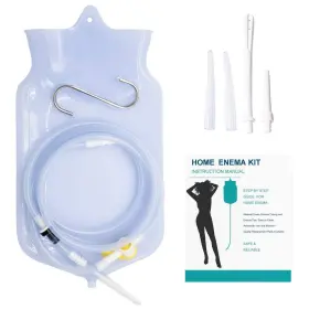 Kimann 702865501448 Enema Bag Kit For Colon Cleansing 2 Quart Open Top With Silicone Hose