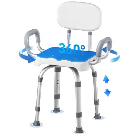 Myy-xz-us01 Kingpavonini Shower Chair 550 Lbs Swivel With Arms And Back Anti Slip Height Adjustable Led
