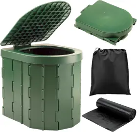 K0060 Kinspory Camping Toilet Portable For Adults And Kids Foldable Green
