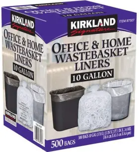 Signature-87507 Kirkland 87507 Wastebasket Liners 1 Count Pack Of 500 Clear