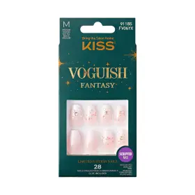 Fv06yx Kiss Voguish Fantasy Glue-on Nails Warm Hugs White Medium Size Coff Inch