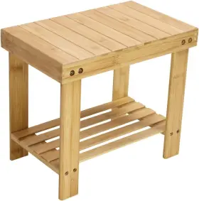 Ysb2040 Kktoner Bamboo Step Stool With Storage Shower Bench Shelf Foot Natural