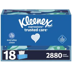 Kleenex 10036000544678 Facial Tissues Expressions 18 Flat Boxes 1 Count 2 Ply Trusted Care
