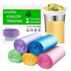 Tb110col Kmaxship Unscented Trash Bags 4 Gallon 110 Count - Pack Of 1 Multicolor