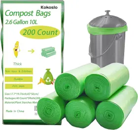 Ljd2 Kokoslo 200 Counts 2.6 Gallon Compost Bags Compostable 1 Count Pack Of Green