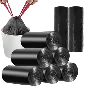 Kyrieval 630128895570 8 Gallon Trash Bags 120 Count Black Drawstring 1 Pack Of