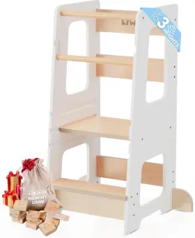 K-fba026 Kywai Toddler Kitchen Stool Helper Adjustable Standing Tower With Safety White