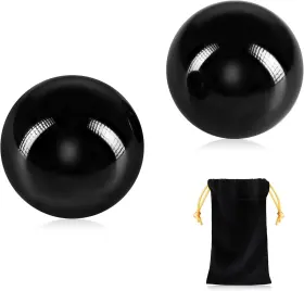 Learay 799715359328 2pcs Black Obsidian Baoding Balls Chinese Health 2 Inches Black/2 Inch