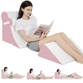 Pe005pi Levnubis Bed Wedge Pillow Set 4pcs Orthopedic Adjustable White Pink Post Surgery