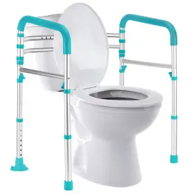 Lianjindun 716597379879 Toilet Safety Rails Adjustable Foldable Handicap Frame Peacock Blue Led Elderly