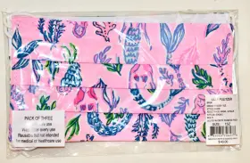 008243 Lilly Pulitzer Nwt 3pc Lillys Favoriate Rainbow Pack Accordion Face Masks Os