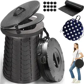 Toilet-2022 Locyop Portable Toilet For Camping Folding 15 L W 19.7 H Inch Black