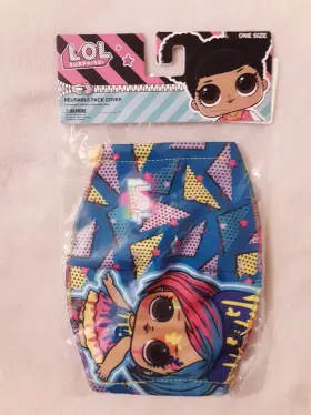 Lol Surprise 810033695148 2 Dolls Splatters Reusable Fabric Face Mask 3-12 Yrs Old Licensed