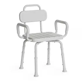 Lsc016 Loyoda Shower Chair 360 Swivel Adjustable Height Removable Arms Neutral Gray Led