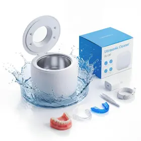 Lumyspace 705116032739 Ultrasonic Retainer Dental Cleaner Machine For Night Guards White