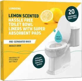 Upc-lun-lemon-toiletliner20 Lunderg Toilet Bowl Liners With Lemon Scented 20 Count Pack Of 1 White