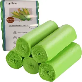 Lythor 712367512910 Compostable Trash Bags 2.6 Gallon Small Disposable Compost 150 Green