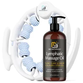 M3 Naturals 850070087704 Lymphatic Massage Oil 8 Fl Oz Ylang Ginger Drainage Roller Therapy Massager