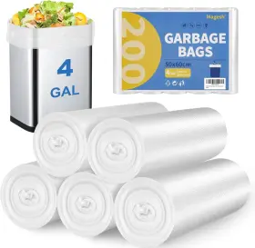 Magesh 750975172614 Small Trash Bags 4 Gallon 1 Count Pack Of 200 Clear