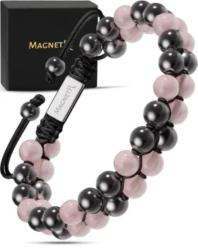 Magnetrx 850026912821 Hematite And Rose Women S Gemstone Quartz 6mm Bead