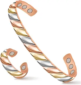 Mh-a007c3-b107c3 Mahnco Copper Bracelets For Women Men Lymph Detox 7&2.5inch Three Color