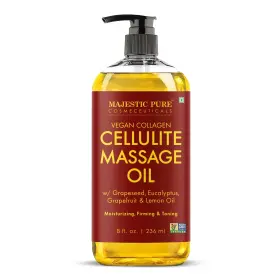 Majestic Pure 850000192546 Massage Oil Cellulite 8 Fl Oz Natural Grapeseed Eucalyptus Oils