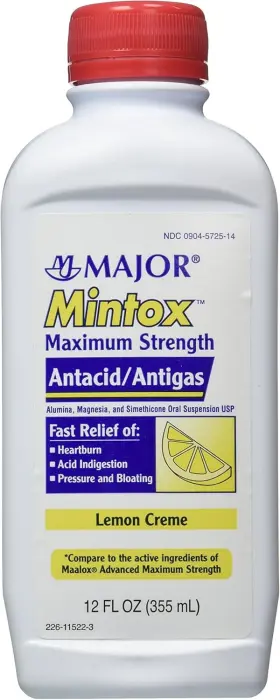 00904572514 Major Mintox Maximum Strength Antacid/antigas For Fast Relief Of Heartburn